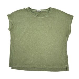 Alex Mill XXL Green Recycled Cotton Slub Cap Sleeve Boxy Tee Shirt T-Shirt Women